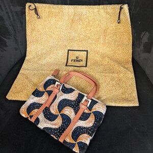 Fendi Orange Beaded Wave Print Vintage Mini Bag
